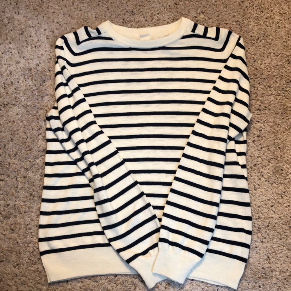 Cream and blue striped sweater